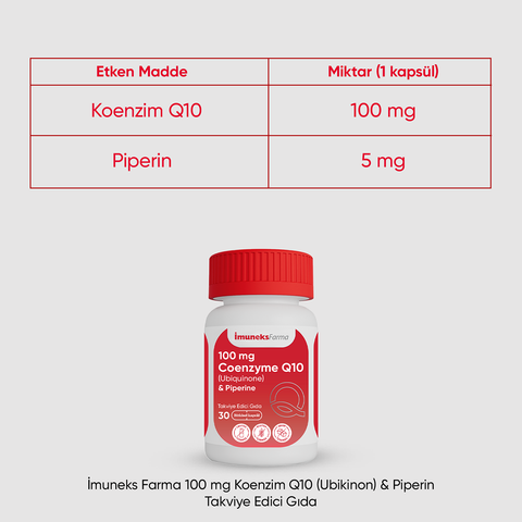Imuneks Farma 100 mg Koenzim Q10 (Ubikinon) & Piperin